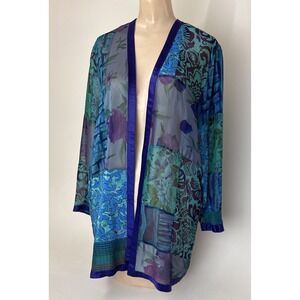 Vintage Maggie Shepherd Australia Abstract Patchwork Kimono Size M topper sheer